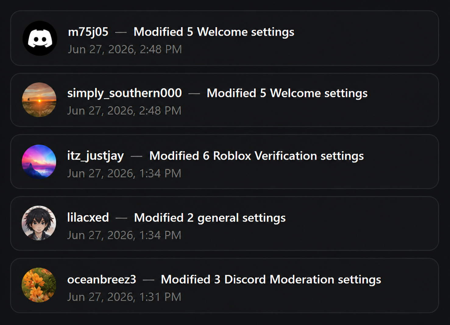 Activity log